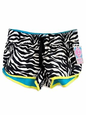Vintage Y2K Zebra Print Reversible Shorts – Yellow & Blue – Size Small NWT